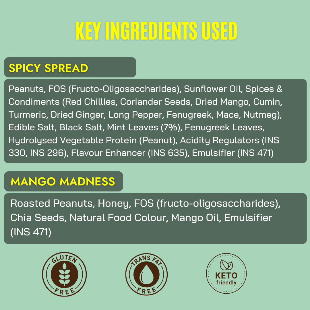 Mango Madness & Spicy Spread Peanut Butter Combo (150g Each)