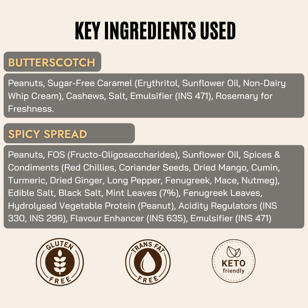 Butterscotch & Spicy Spread Peanut Butter Combo (150g Each)