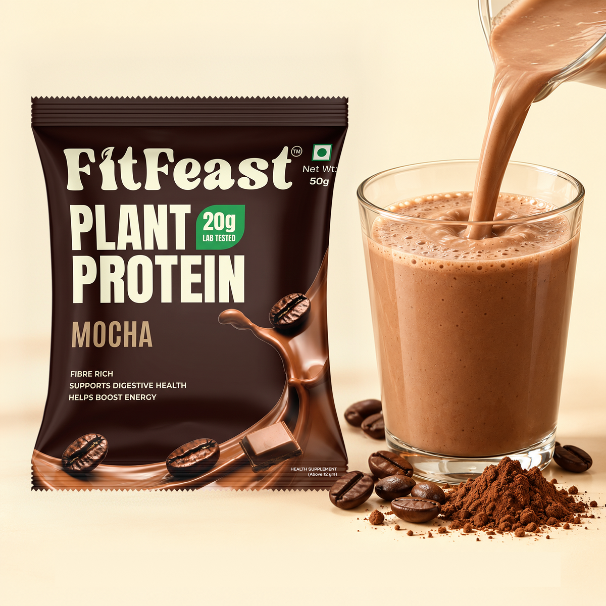 Plant Protein Sachets | Mocha, 20g Protein | Fibre-Rich