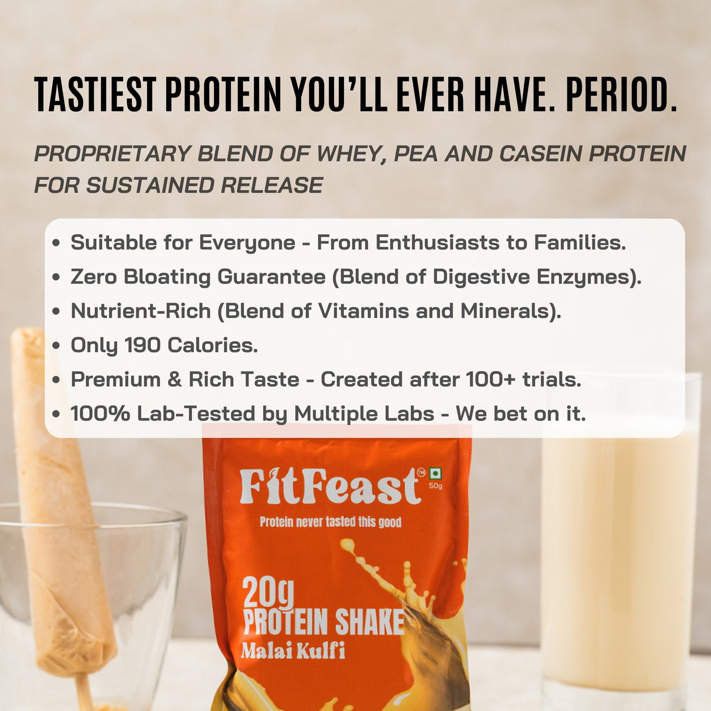 Assorted Protein Sachet Pack – Chocolate & Malai Kulfi | As Seen on Shark Tank