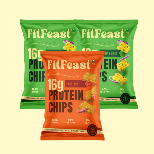 Protein Chips Assorted 2 Cream & Onion 1 Peri Peri (Pack of 3)