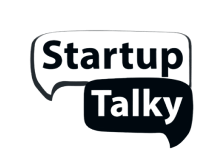 Startup Talky logo with a speech bubble design
