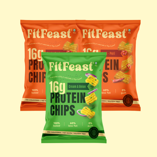 Protein Chips Assorted 2 Peri Peri 1 Cream & Onion (Pack of 3)
