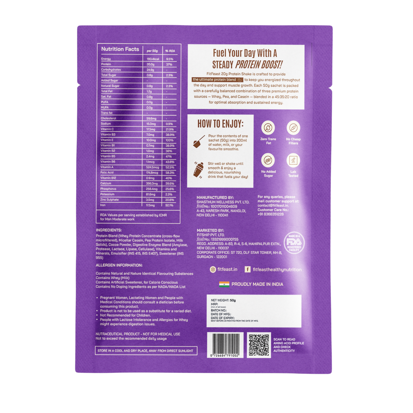 Whey Protein - Chocolate Sachet (Each 50g)