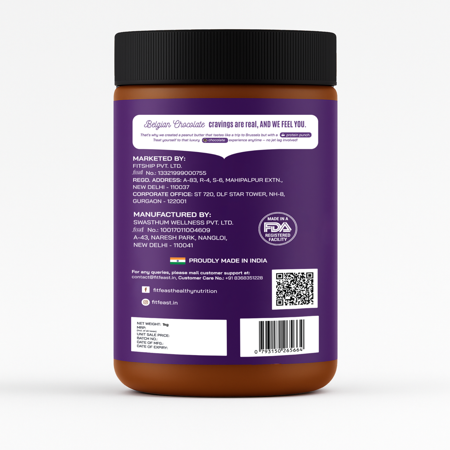 Belgian Chocolate Peanut Butter 1kg