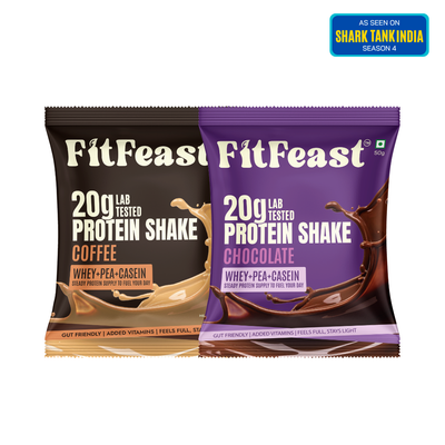 Assorted Protein Sachet Pack – Chocolate & Coffee Flavour | As Seen on Shark Tank
