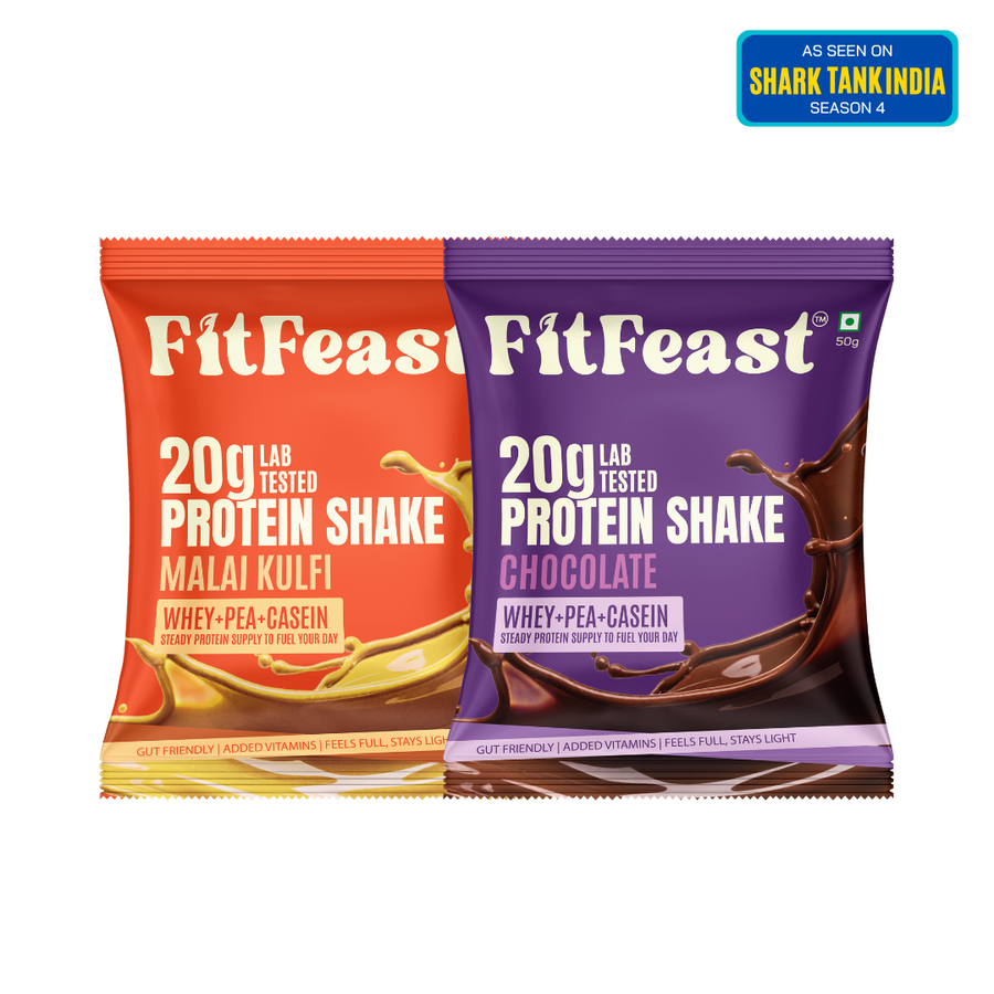 Assorted Protein Sachet Pack – Chocolate & Malai Kulfi | As Seen on Shark Tank