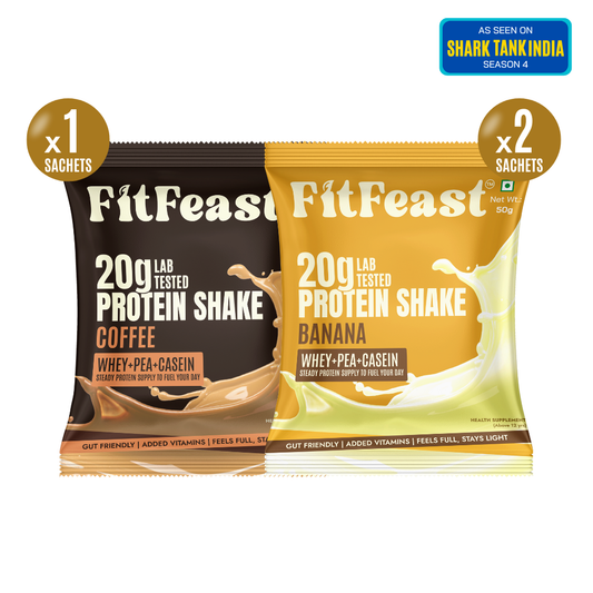 Protein Sachet : 2 Banana, 1 Coffee Flavour (50g Each)