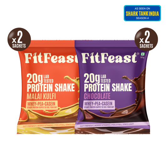 Assorted Protein Sachet Pack – Chocolate x 2 & Malai Kulfi x 2