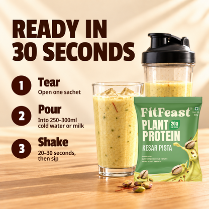 Plant Protein Sachets | Kesar Pista, 20g Protein | Fibre-Rich