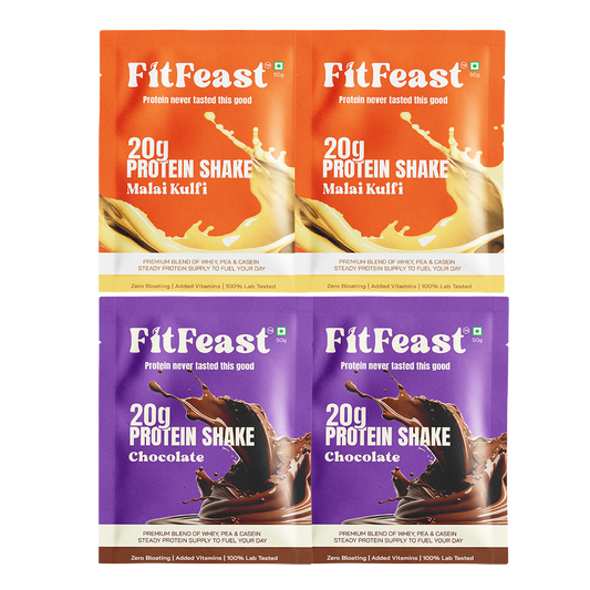 Assorted Protein Sachet Pack – Chocolate x 2 & Malai Kulfi x 2