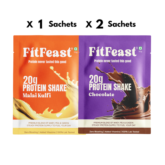 Protein Sachet : 2 Chocolate, 1 Malai Kulfi (50g Each)