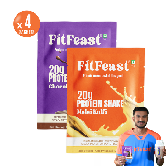 Assorted Protein Sachet Pack – Chocolate & Malai Kulfi (4 Sachets | 2 Each)